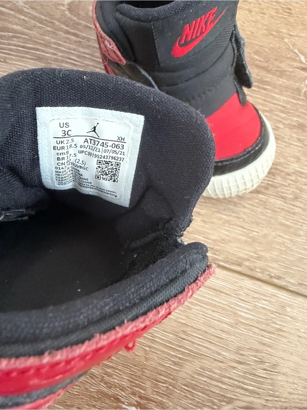 Jordan Baby & Walker Black and Red High-Top Sneakers